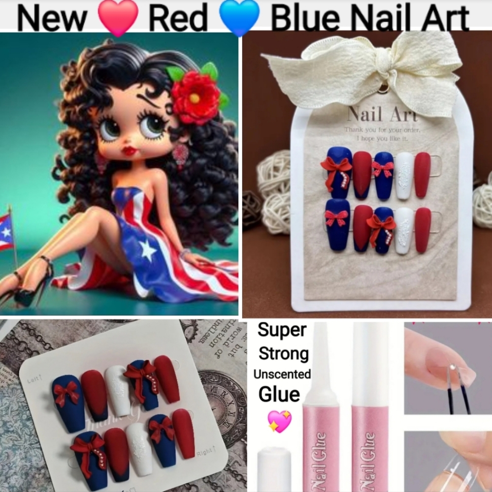 Nana 1 pc/10 pcs Blue and Red Princess Purely Handmade Bow Tie 🎀 Nails